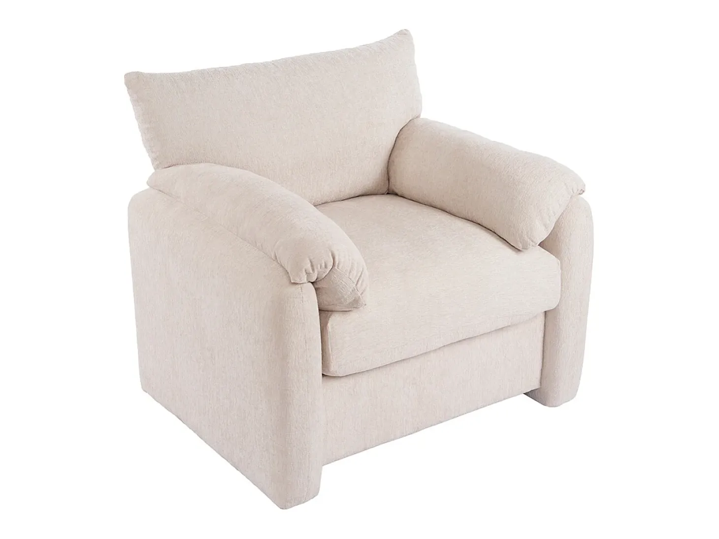Design moderno, tecido chenille, poltrona de grandes dimensões, cadeira decorativa, sofá individual, bege