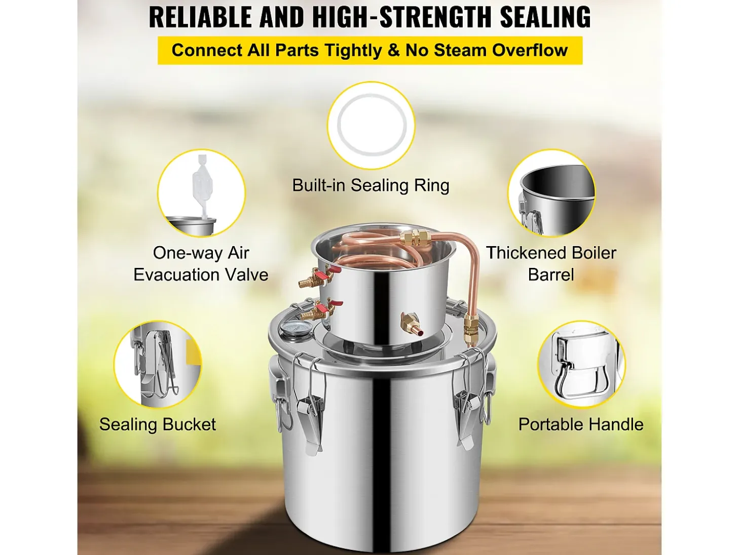 Destilador de Álcool SucceBuy 12.5 L, Kit Moonshine Still, Destilaria de Whisky com Bomba d'Água