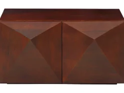 Diamond | Mesa de centro com 2 portas em madeira de manga castanha