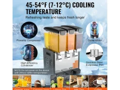 Distribuidor de Bebidas Comerciais SucceBuy 10 L x 3 Reservatórios Distribuidor de Bebidas Geladas e Sucos Frios