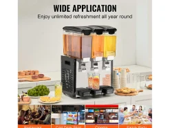 Distribuidor de Bebidas Comerciais SucceBuy 10 L x 3 Reservatórios Distribuidor de Bebidas Geladas e Sucos Frios