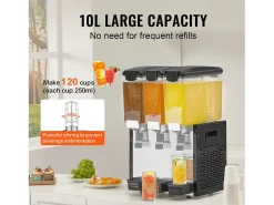 Distribuidor de Bebidas Comerciais SucceBuy 10 L x 3 Reservatórios Distribuidor de Bebidas Geladas e Sucos Frios