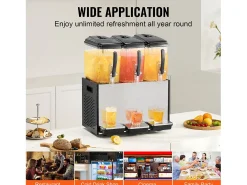 Distribuidor de Bebidas Comerciais SucceBuy 12 L x 3 Reservatórios, Distribuidor de Bebidas Geladas e Sucos Frios