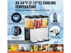 Distribuidor de Bebidas Comerciais SucceBuy 12 L x 3 Reservatórios, Distribuidor de Bebidas Geladas e Sucos Frios