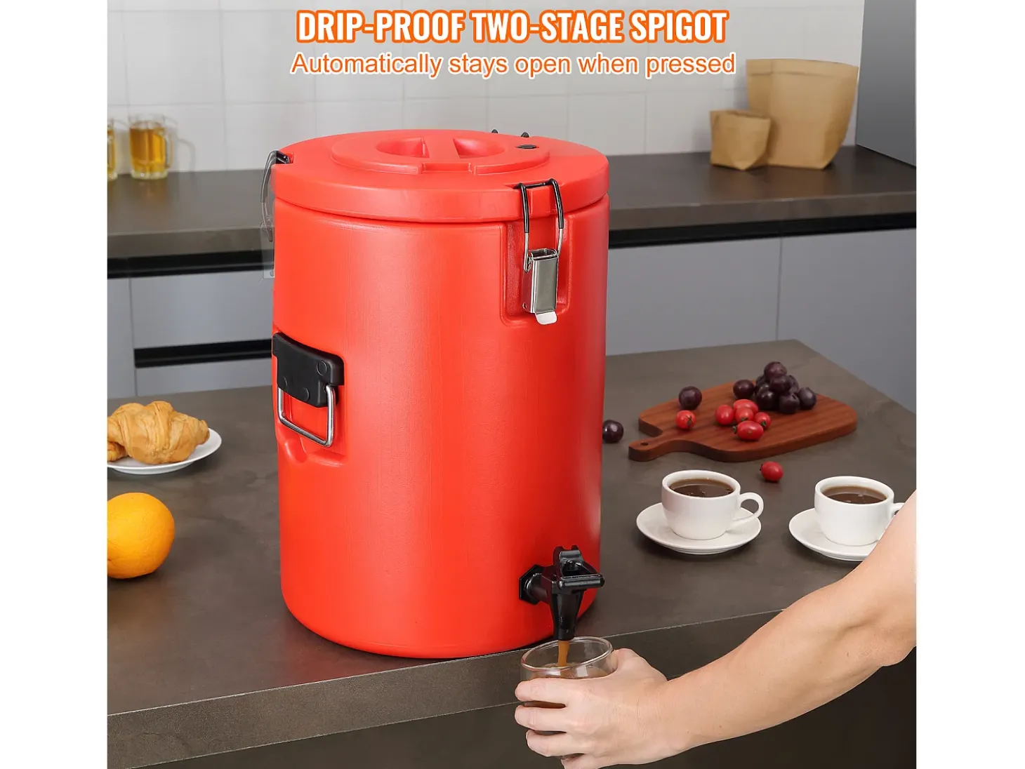 Distribuidor de Bebidas, SucceBuy Distribuidor de Bebidas Isolado em Aço Inoxidável de 7,6L, Quente e Frio