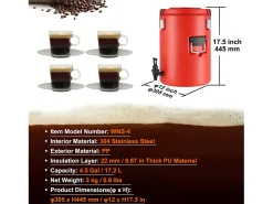 Distribuidor de Bebidas, SucceBuy Distribuidor de Bebidas Isolado em Aço Inoxidável de 7,6L, Quente e Frio