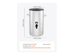 Distribuidor de Bebidas SucceBuy de 15 L, Fonte de Água Quente e Fria Não Elétrica com Torneira e Alça, Recipiente em Aço Inoxidável