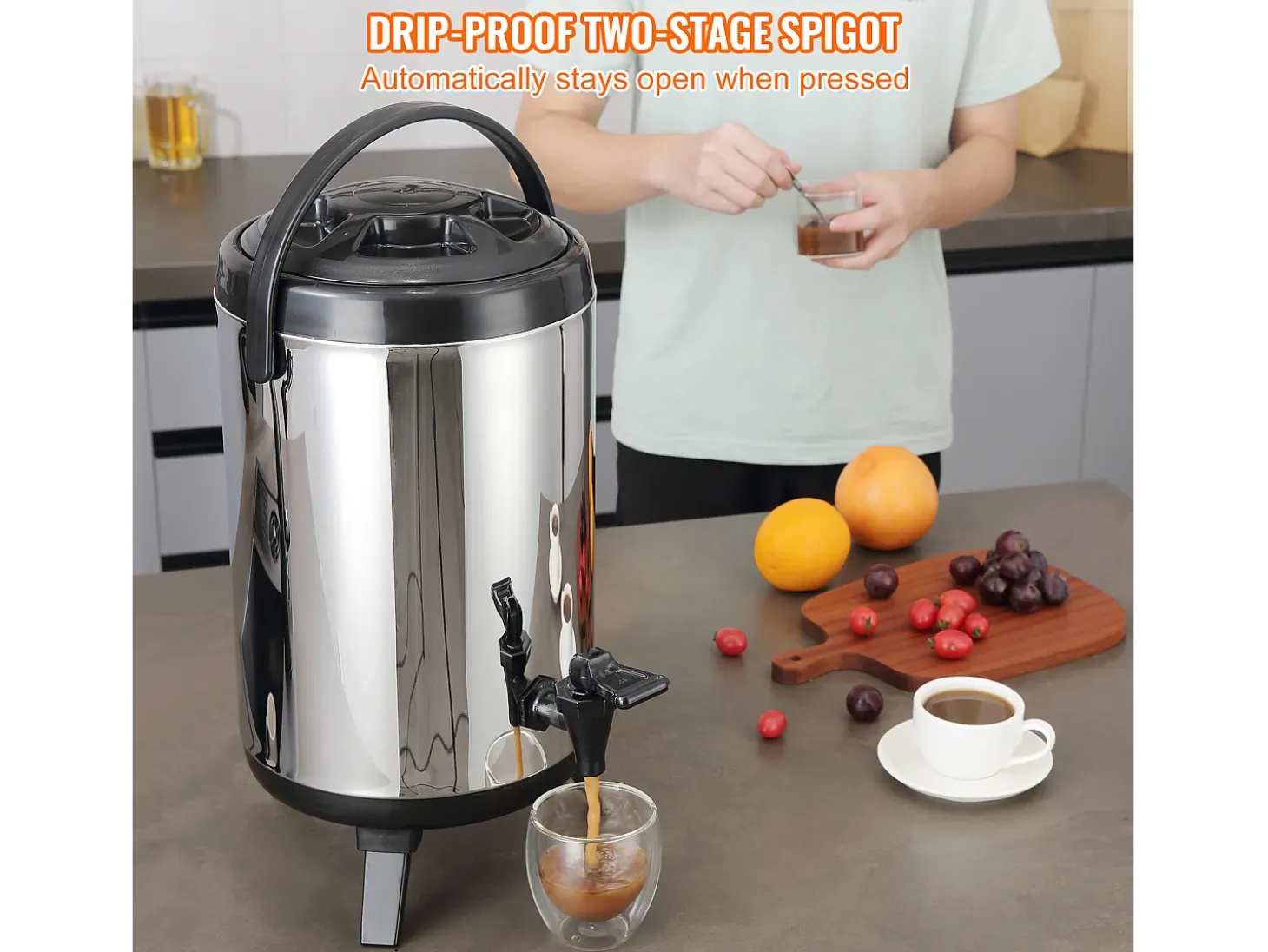 Distribuidor de Bebidas, SucceBuy 7,6 L Distribuidor de Bebidas Isolado em Aço Inoxidável