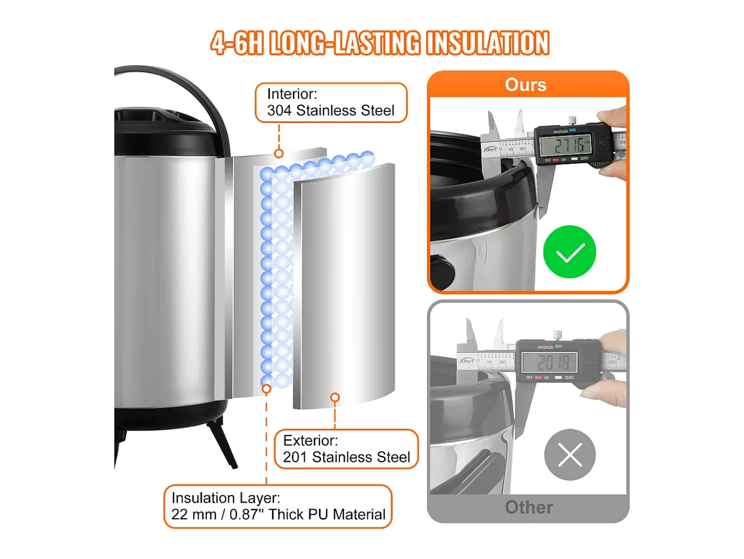 Distribuidor de Bebidas, SucceBuy 7,6 L Distribuidor de Bebidas Isolado em Aço Inoxidável