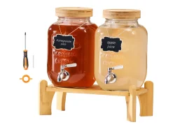 Distribuidor de Bebidas SucceBuy, Capacidade de 3,8 L, 2 Unidades, Fonte de Água em Vidro, Distribuição de Água, Sumo, Limonada, Chá Gelado, para Café