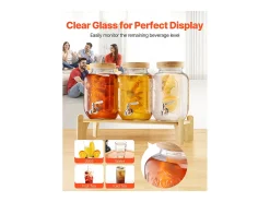 Distribuidor de Bebidas SucceBuy, Capacidade de 3,8 L, 3 Unidades, Fonte de Água em Vidro, Distribuição de Água, Sumo, Limonada, Chá Gelado, para Café