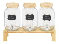 Distribuidor de Bebidas SucceBuy, Capacidade de 3,8 L, 3 Unidades, Fonte de Água em Vidro, Distribuição de Água, Sumo, Limonada, Chá Gelado, para Café