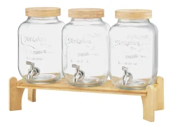 Distribuidor de Bebidas SucceBuy, Capacidade de 3,8 L, 3 Unidades, Fonte de Água em Vidro, Distribuição de Água, Sumo, Limonada, Chá Gelado, para Café