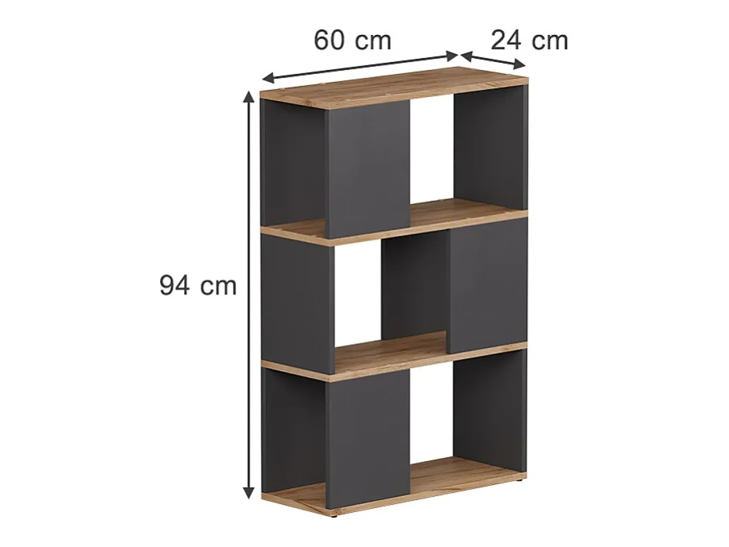 Divisória de ambiente carvalho antracite/goldkraft 60x24x94 eneos