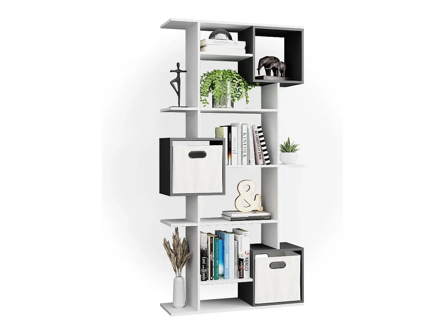 Divisória de sala branco/antracite 92x29x187.7 cube