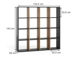 Divisória de sala carvalho antracite/goldkraft 142.4x29x143 karree