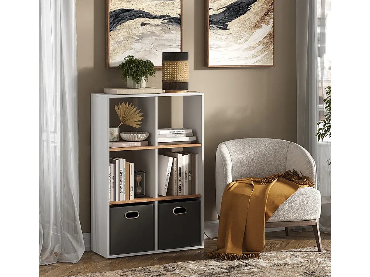 Divisória de sala carvalho branco/dourado 72x29x107.8 karree