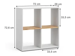 Divisória de sala carvalho branco/dourado 72x29x72.6 tetra