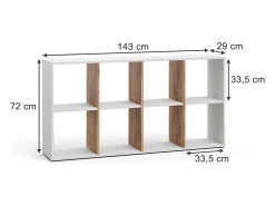 Divisória de sala carvalho branco/dourado 143x29x72 scutum