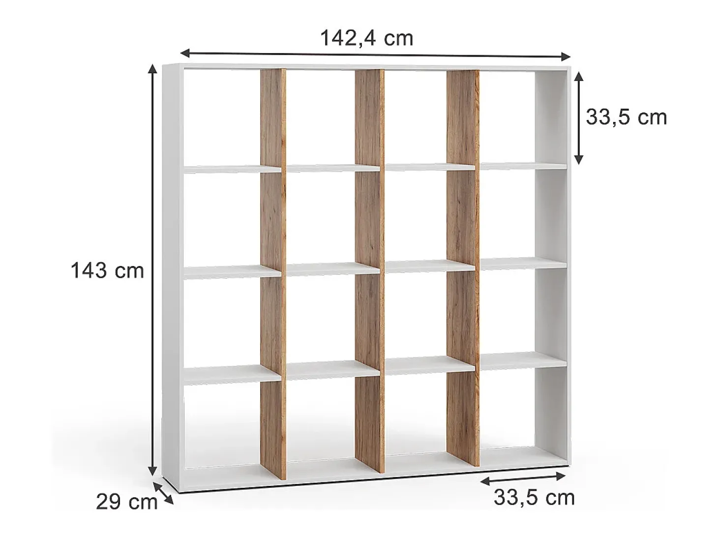Divisória de sala carvalho branco/dourado 142.4x29x143 karree