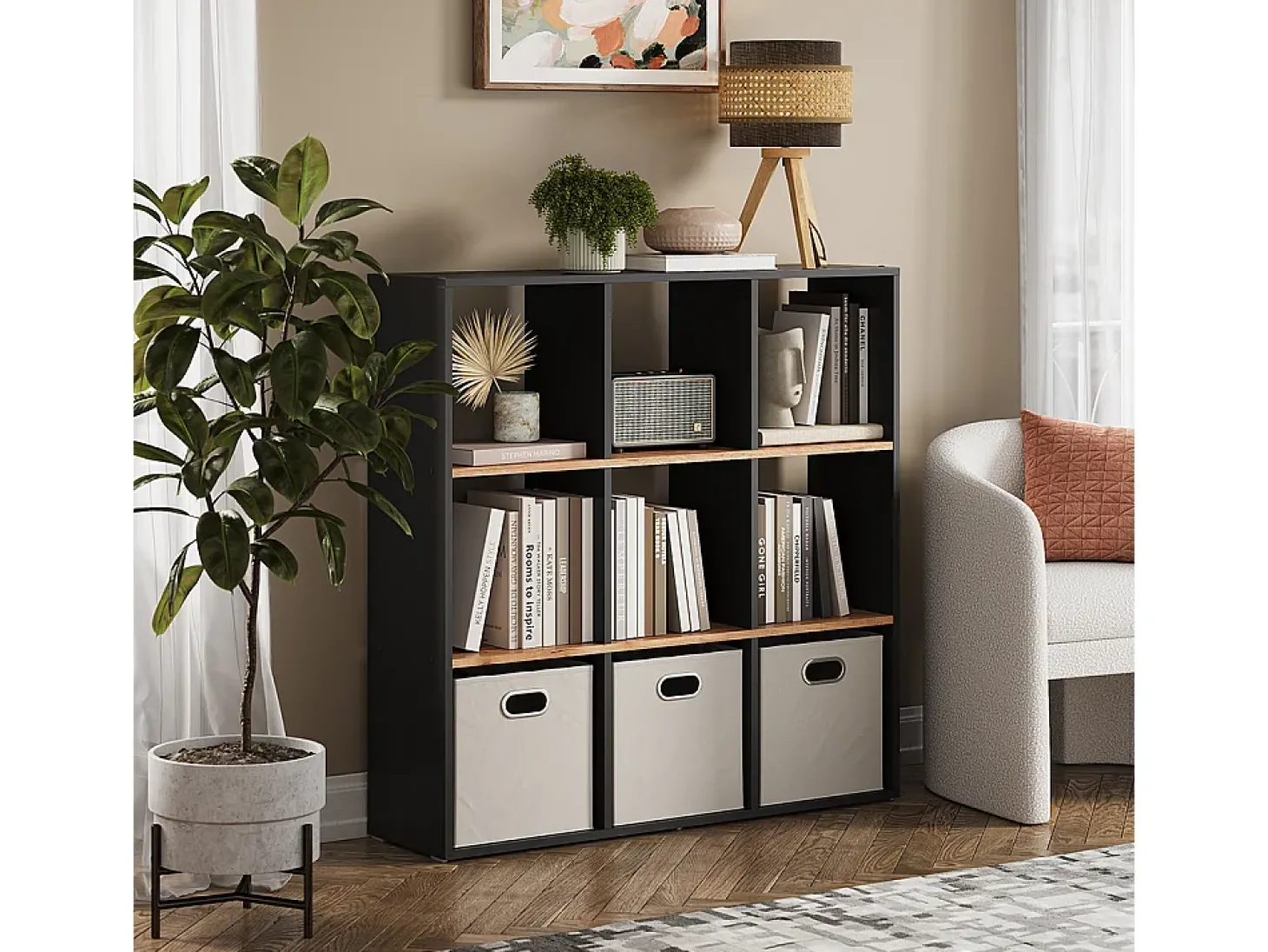 Divisória de sala carvalho antracite/goldkraft 107.2x29x107.8 nove
