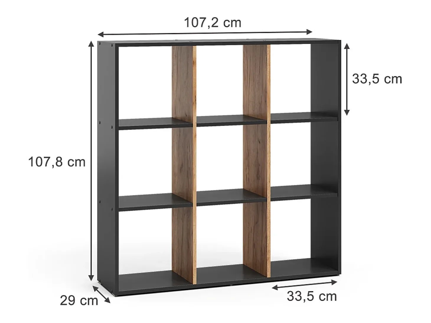 Divisória de sala carvalho antracite/goldkraft 107.2x29x107.8 nove
