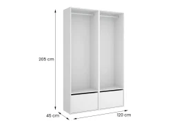 Dra guarda-roupa grande, mobiliário de quarto, roupeiro, roupeiro, 120x45 h205 cm, branco e carvalho