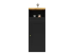 Draaibare barkast met 4 deuren en LED-verlichting - Glazen deuren - Houtnerf bovenblad - Zwart