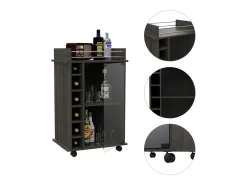 Dukat Bar Trolley, com rodas e porta de vidro
