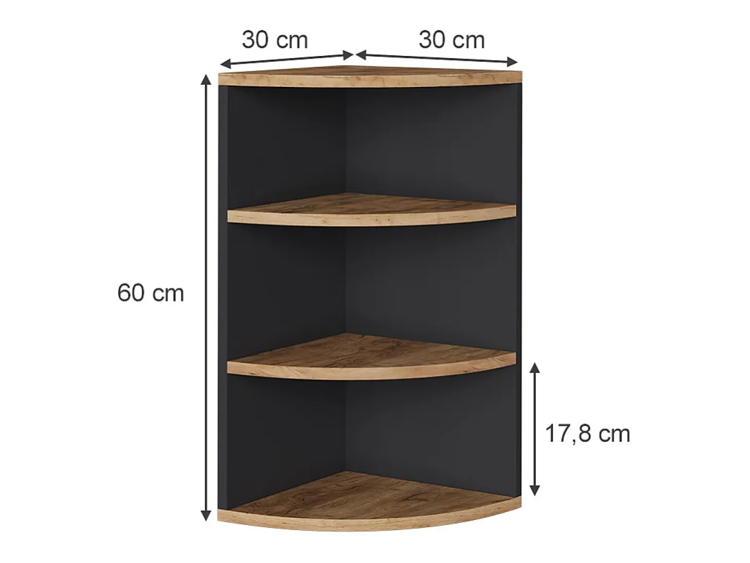 Eckregal carvalho antracite/goldkraft 30x30x60 ecki