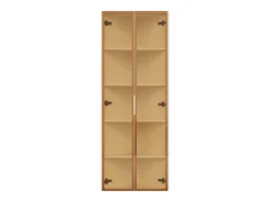 Elegante vitrine de canto - 62 x 35 x 160 cm - com LEDs + porta - em vidro temperado - MDF - branca
