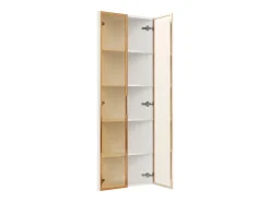 Elegante vitrine de canto - 62 x 35 x 160 cm - com LEDs + porta - em vidro temperado - MDF - branca