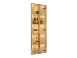 Elegante vitrine de canto - 62 x 35 x 160 cm - com LEDs + porta - em vidro temperado - MDF - branca