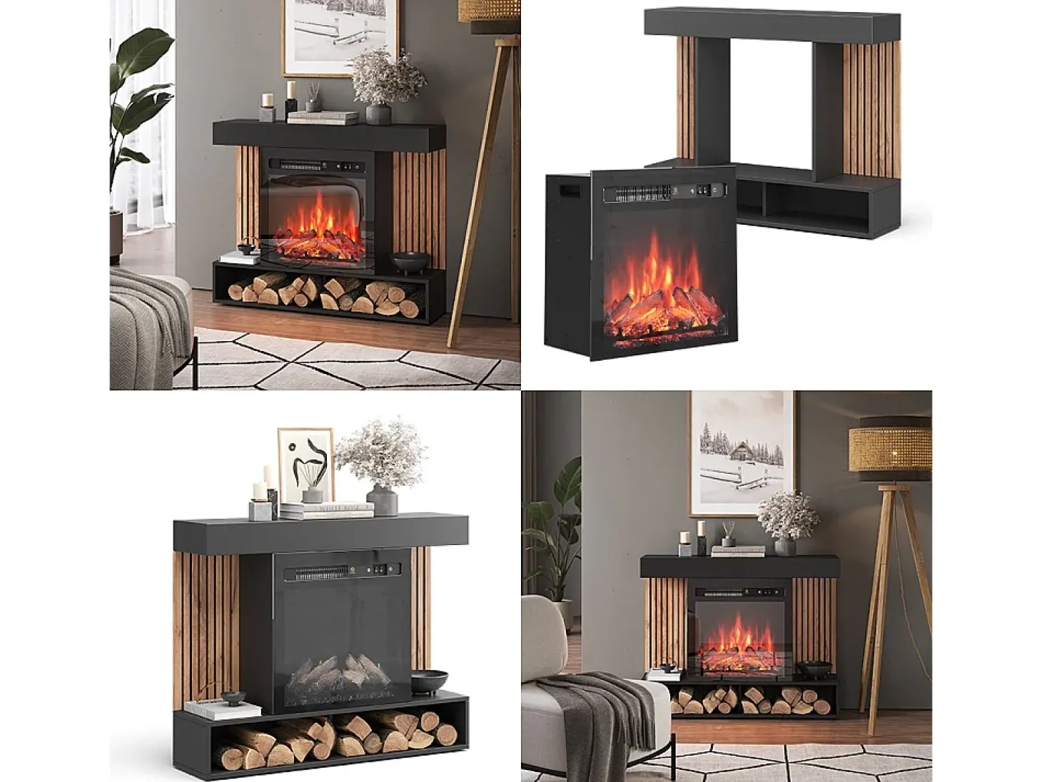 Elektrokamin preto 100x25x80 lynea