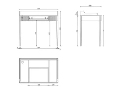 Escrivaninha console com 1 gaveta em MDF preto fosco - RENEVI por Pascal Morabito