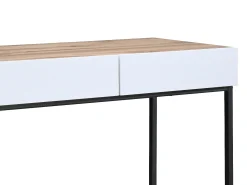 Escrivaninha console com 2 gavetas, branca e natural - CEVANIA