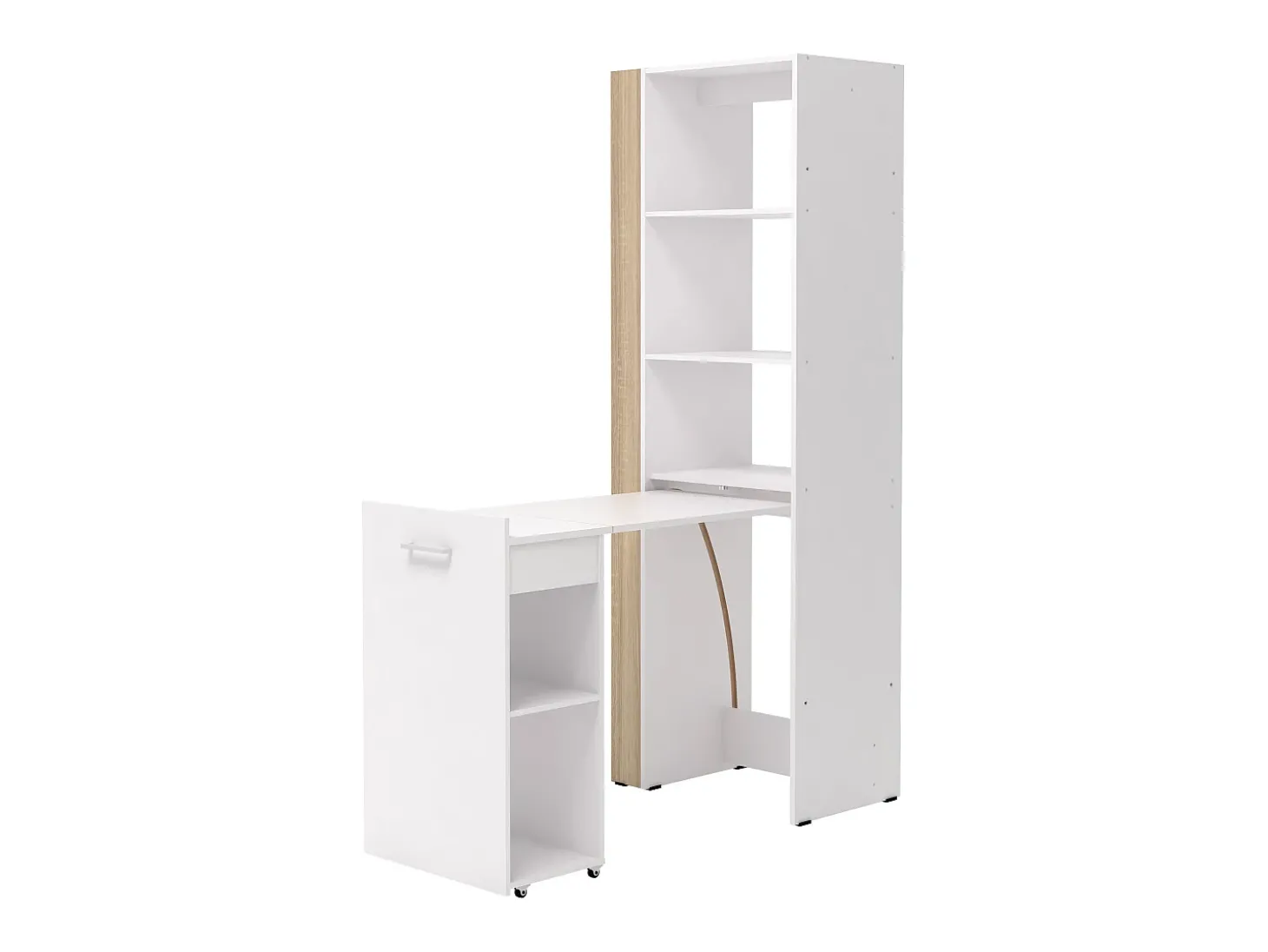 Escrivaninha modular TUPELIO com 10 nichos, nas cores natural e branca -