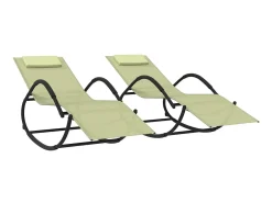 Espreguiçadeira baloiço 2 pcs aço e textilene cor creme PT684177
