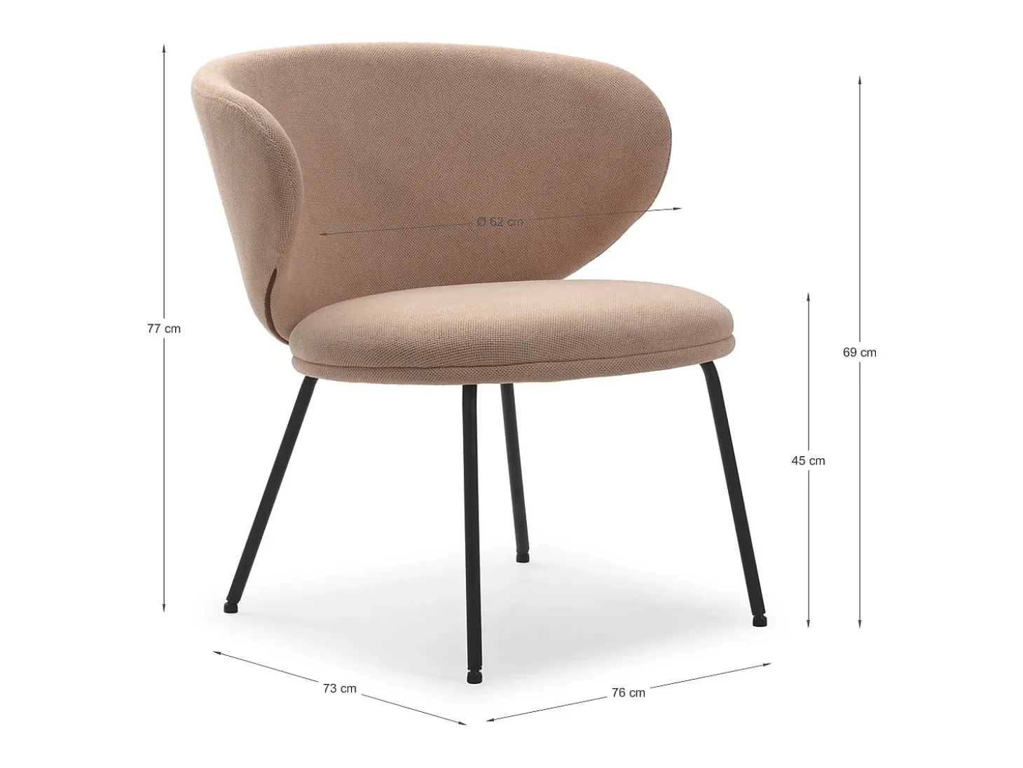 Espreguiçadeira com pernas de metal 76x73 h77 cm