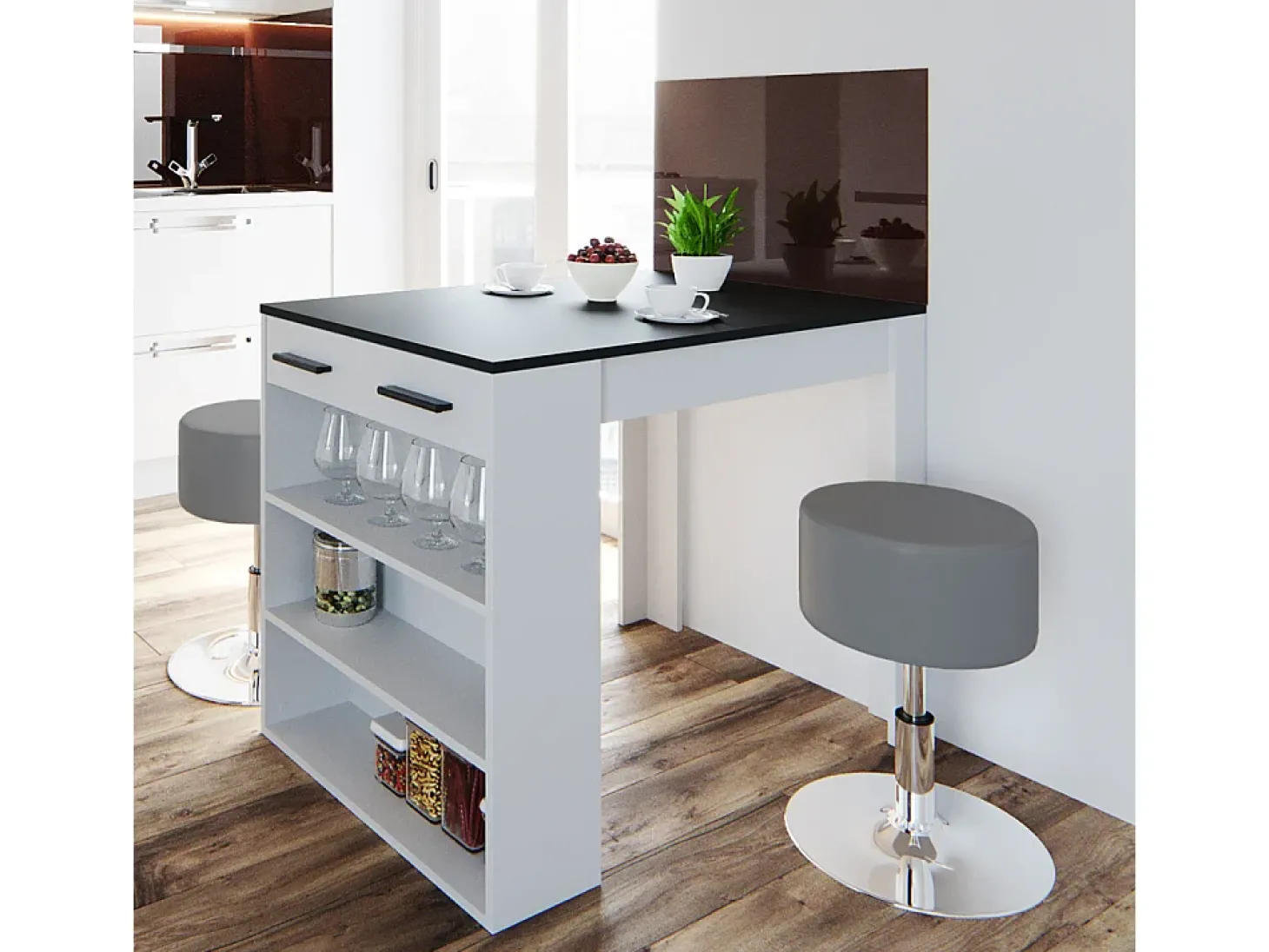 Esstisch-Set antracite/branco 67x100x77.5 repose