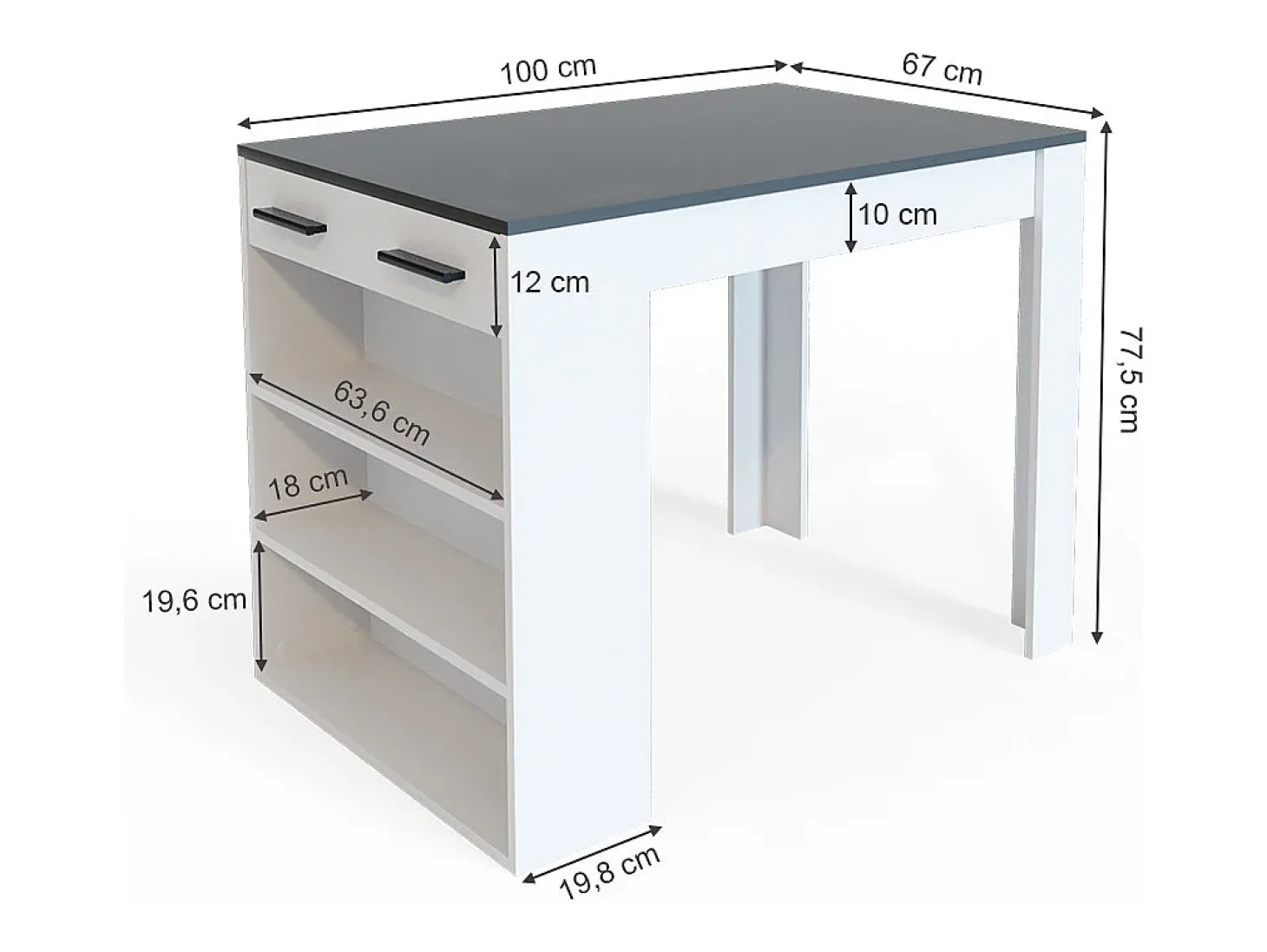 Esszimmertisch antracite/branco 67x100x77.5 repose