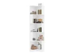 Estante 63,5×45×175 cm - fita LED com mudança de cor - 5 níveis de armazenamento - design de canto - branco