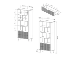 Estante: 2 gavetas, Preto, 88,2 x 38 x 193,8 cm