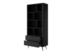Estante: 2 gavetas, Preto, 88,2 x 38 x 193,8 cm