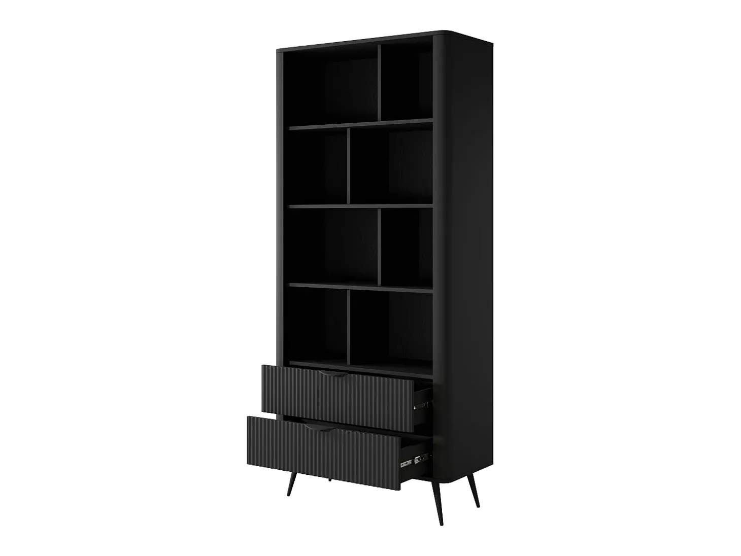 Estante: 2 gavetas, Preto, 88,2 x 38 x 193,8 cm