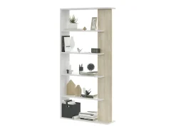 Estante Alida, carvalho canadense/branco, 5 prateleiras, 180x90x25 cm