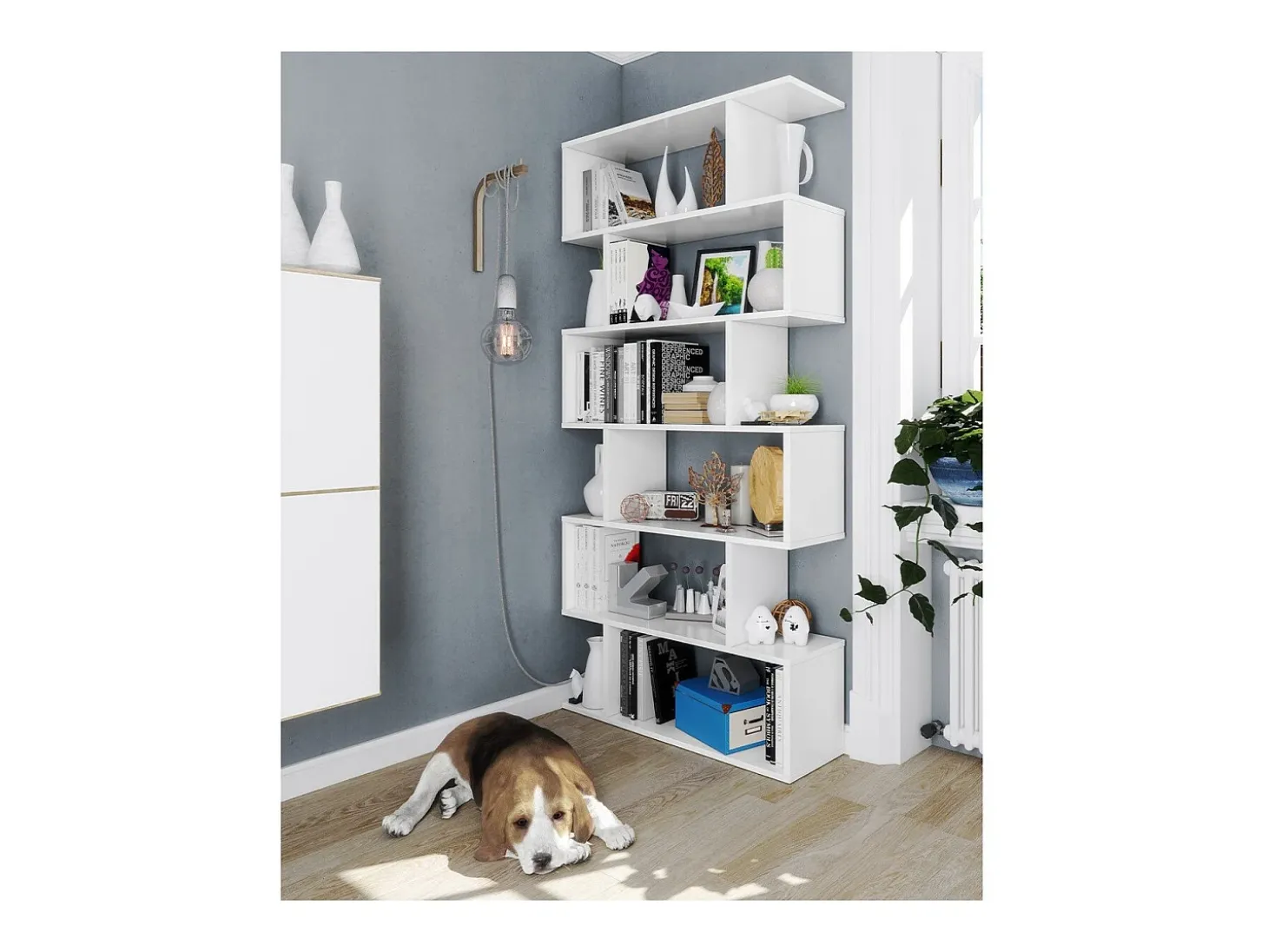 Estante alta Athena 80x192x24 cm Sala de jantar/corredor Decoração branca