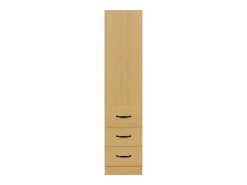 Estante alta para sala de estar - 60 x 38 x 180 cm - com 3 gavetas + prateleiras ajustáveis - aglomerado - cor natural