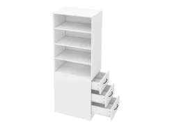 Estante alta para sala de estar - 60 x 38 x 180 cm - com 3 gavetas + prateleiras reguláveis - aglomerado - branco