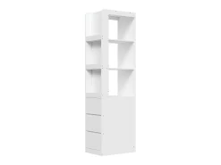 Estante alta para sala de estar - 60 x 40 x 200 cm - com 3 gavetas + prateleiras - aglomerado - branca